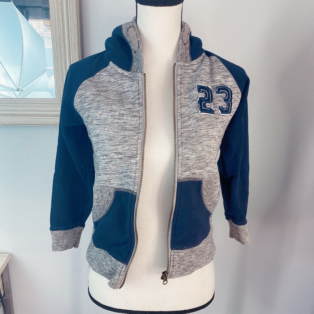 Pumpkin Parch Blue and Gray Zippered Hoodie